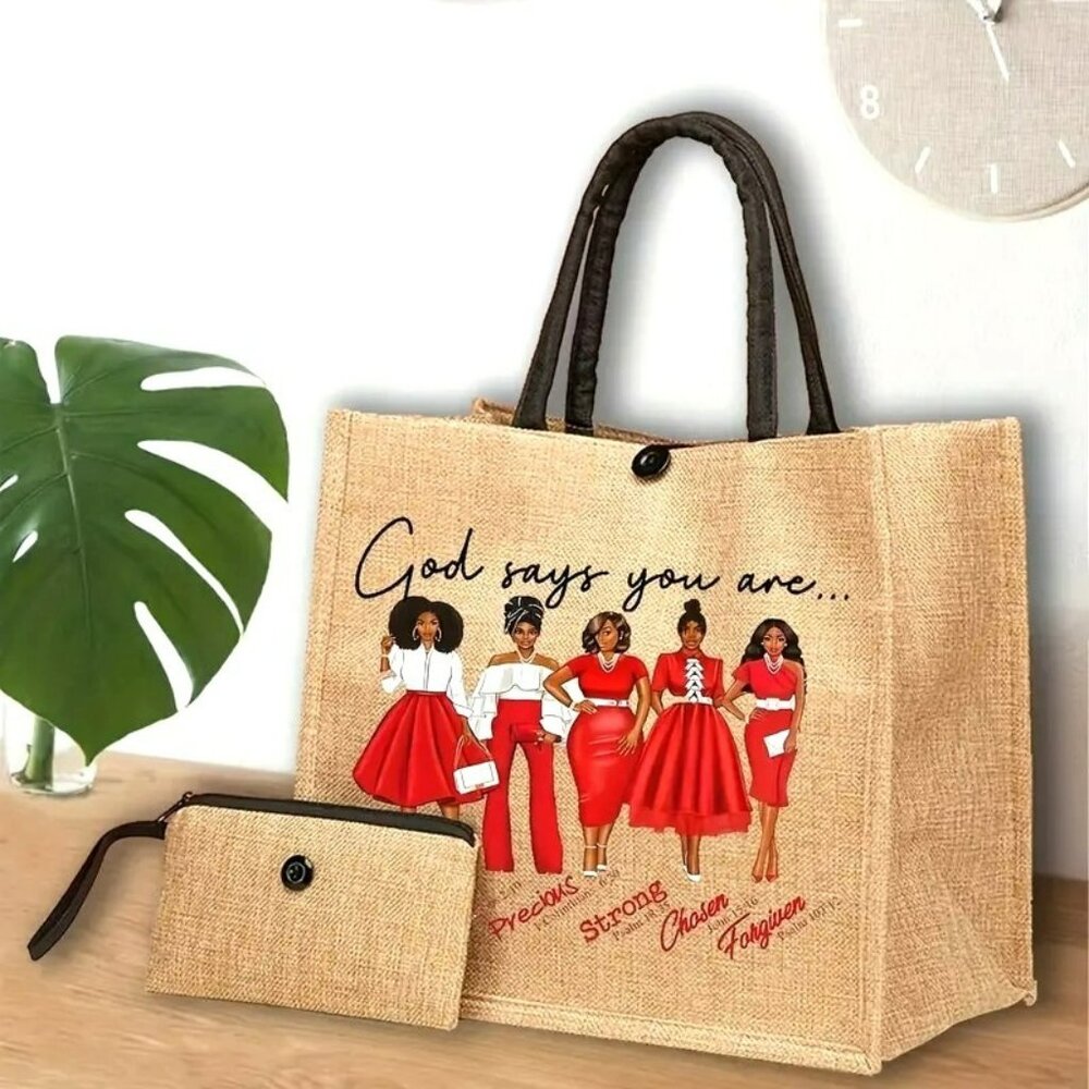 "God Says you Are...." Tote Bag with Inner Pocket & Zipper Clutch (SKU 0310)